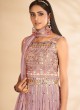 Awesome Sequins Georgette Mauve  Floor Length Gown