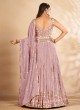 Awesome Sequins Georgette Mauve  Floor Length Gown