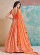 Orange Floral Printed Choli Suit