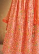 Orange Floral Printed Choli Suit