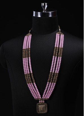 Baby Pink Four Layerd Mala For Groom
