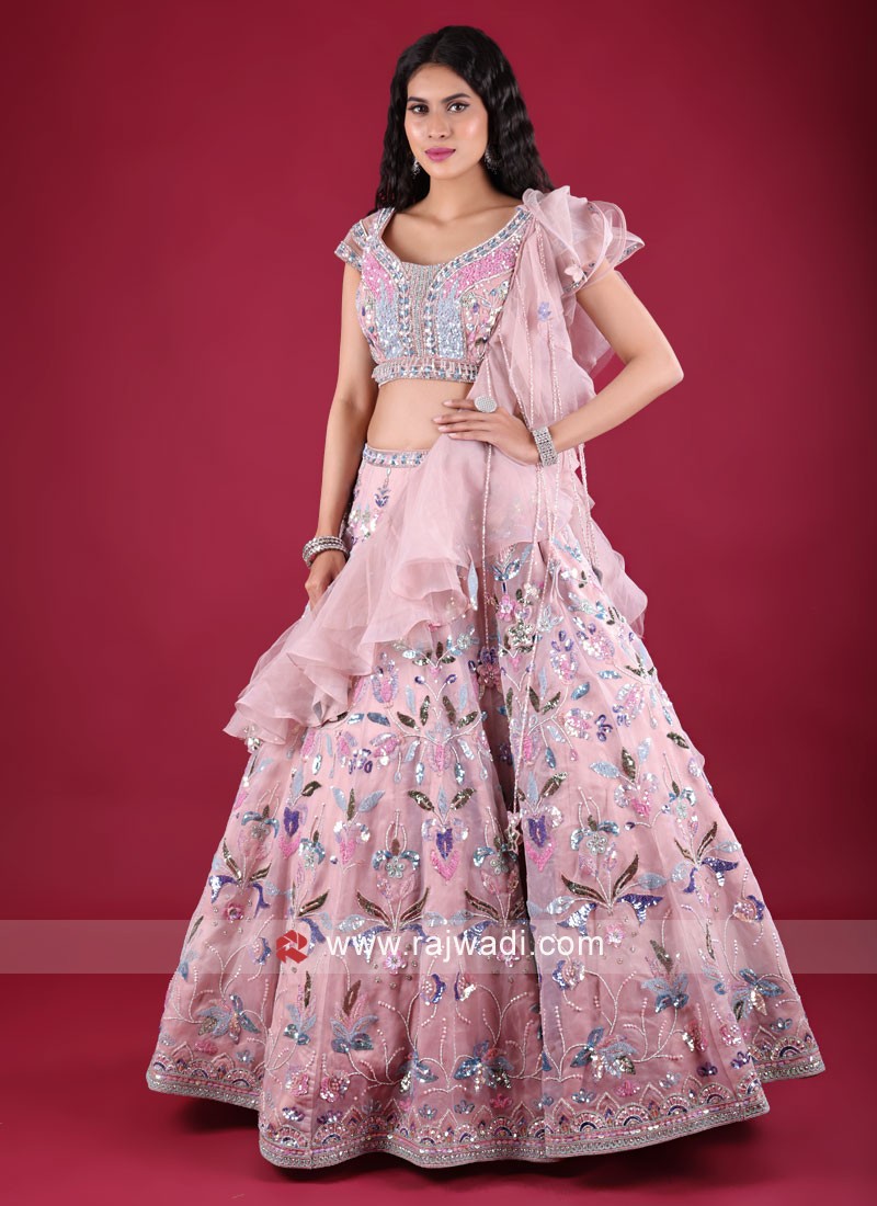 Fairy Pink beautiful Lehenga choli with silver hand work of sequin, pearls,  Resham etc. Follow me for latest Lehenga collection in Chand... | Instagram
