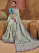 Pista Green Kachhi Embroidered Banarasi Silk Saree
