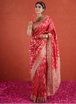 Banarasi Silk Red Designer Bridal Saree