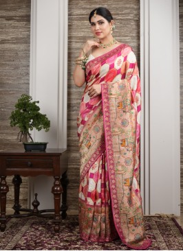 Banarasi Silk Traditional Multi And Rani Saree