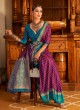 Banarasi Silk Zari Woven Purple And Teal Blue Contemporary Saree