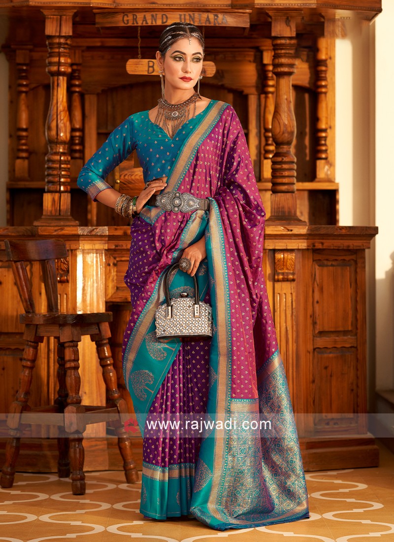 Blue Wish Women's Latest Woven Banarasi Silk Saree - Art Silk Sarees for  Women