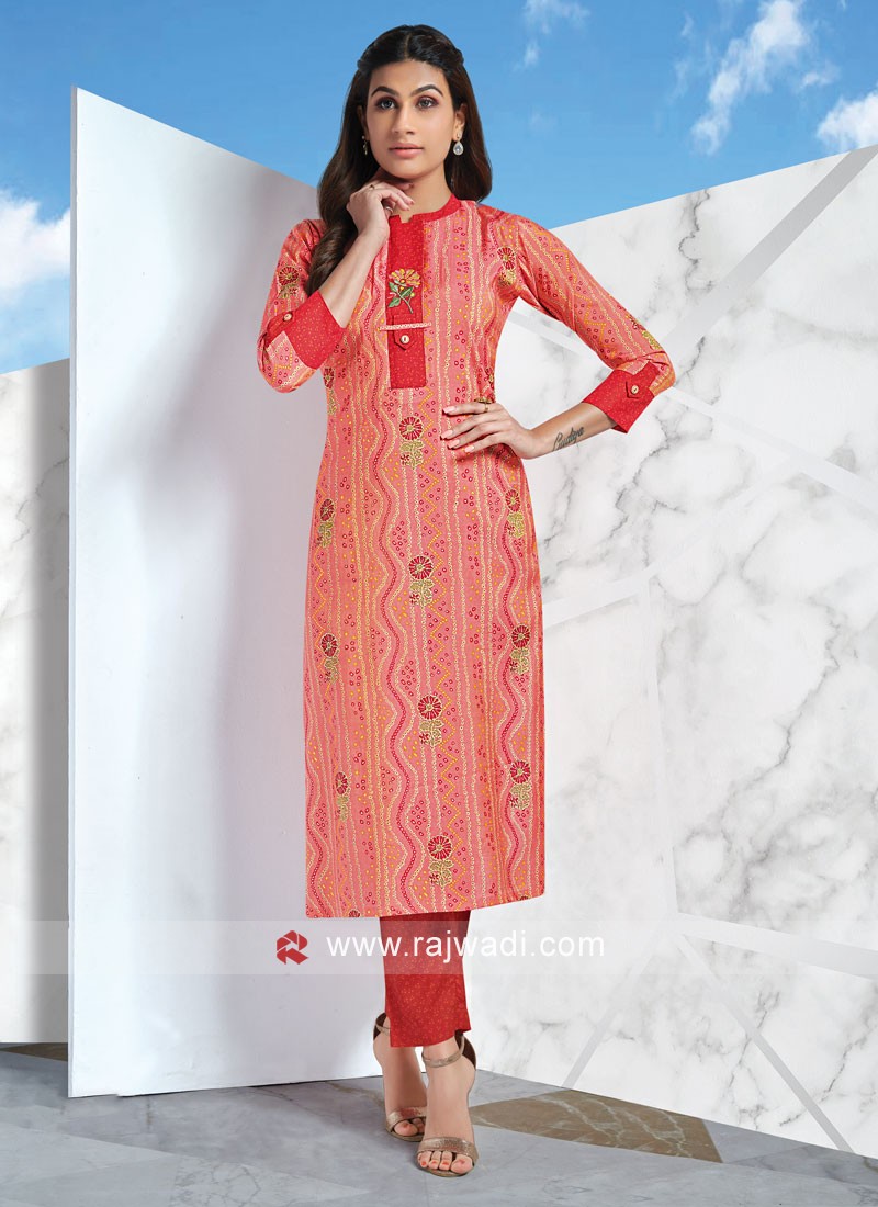 Buy SHOWOFF Peach Embroidered Kurta With Pants & Dupatta for Women Online @  Tata CLiQ