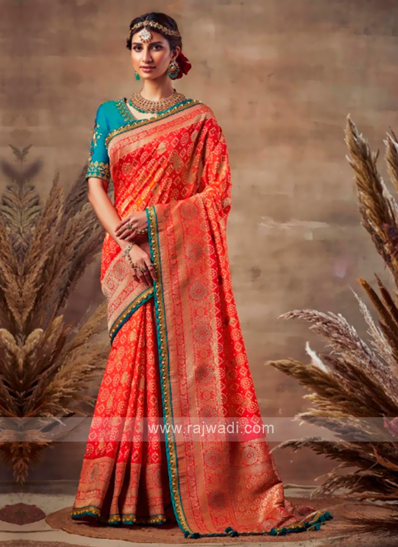 Bandhani Saree In Red Color