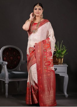 Exclusive Bandhani Printed Wedding Banarasi Silk Saree