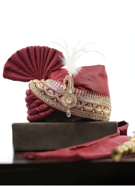 Barati Wear Cotton Silk Safa In Maroon Color