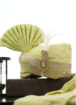 Barati Wear Pista Green Safa In Cotton Silk