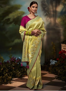 Gorgeous Green Banarasi Silk Wedding Saree