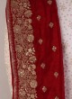 Mirror Work Maroon Silk Dupatta For Sherwani