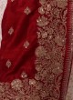 Mirror Work Maroon Silk Dupatta For Sherwani