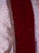 Red Velvet Dupatta With Less For Sherwani