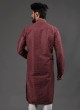 Rust Maroon Heavy Lucknowi Kurta Pajama