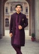 Purple Art Silk Jacket Style Sherwani For Wedding