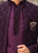 Purple Art Silk Jacket Style Sherwani For Wedding