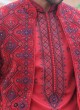 Wedding Wear Jacket Style Sherwani In Red Color