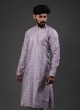 Art Silk Purple Thread Work Festive Kurta Pajama