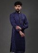 Allover Thread Work Blue Kurta Pajama