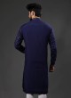 Allover Thread Work Blue Kurta Pajama