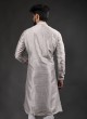 Grey Silk Mirror Design Kurta Pajama