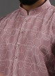 Onion Pink Printed Silk Kurta Pajama