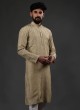 Brown Printed Silk Kurta Pajama