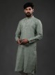 Pista Color Printed Silk Kurta Pajama