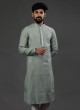 Pista Green Thread Work Silk Kurta Pyjama