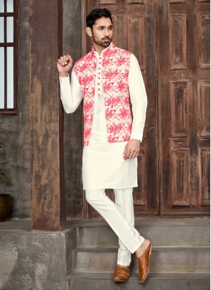 Batik Print Nehru Jacket Set For Men