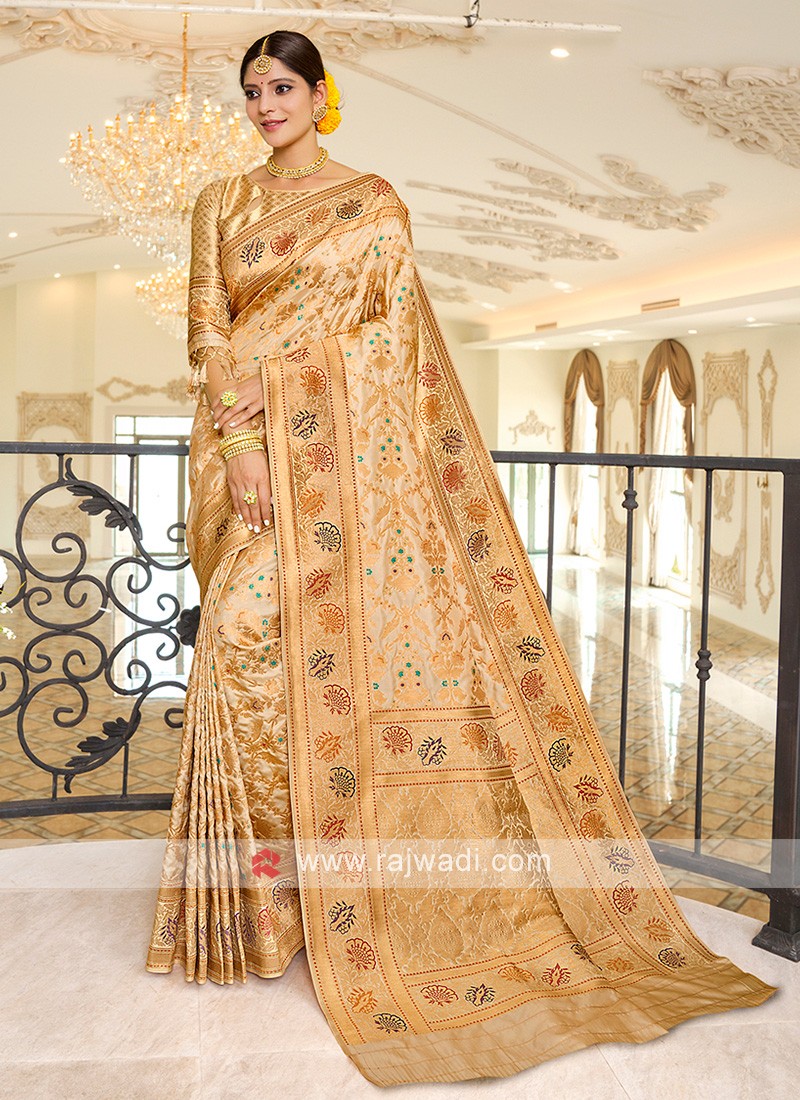 Beige Color Chiffon Saree With Contrast Blouse at Rs 1749 | Faizabad India  | Faizabad | ID: 27443872262