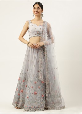 Beautiful Grey Lehenga Choli In Net