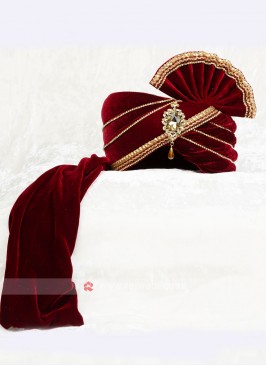 Beautiful Maroon Color Turban For Wedding