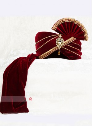 Beautiful Maroon Color Turban For Wedding