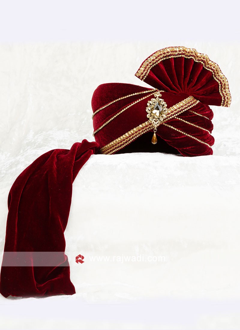 Beautiful Maroon Color Turban For Wedding