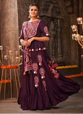 Navratri Special Purple Rayon Viscose Lehenga Chol