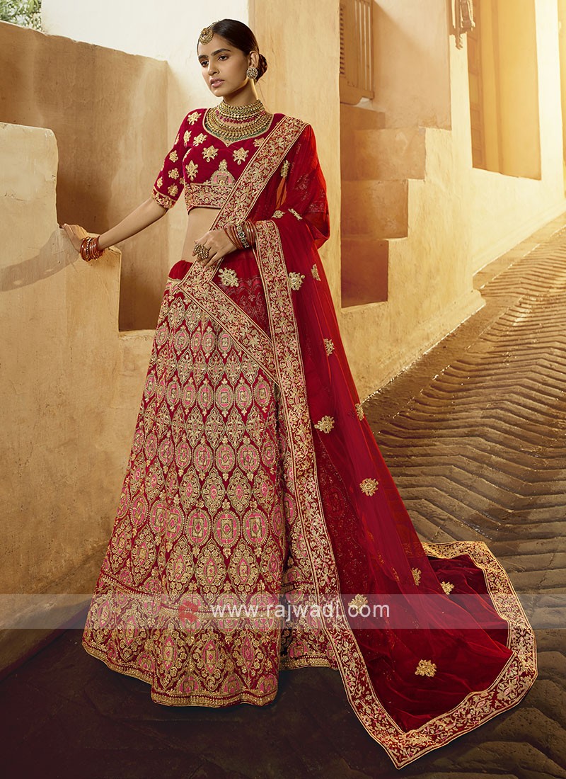 Buy Red Velvet Pakistani Wedding Clothing Online for Women in USA