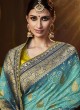 Bedazzling Shaded Aqua Blue Bandhej Silk Saree