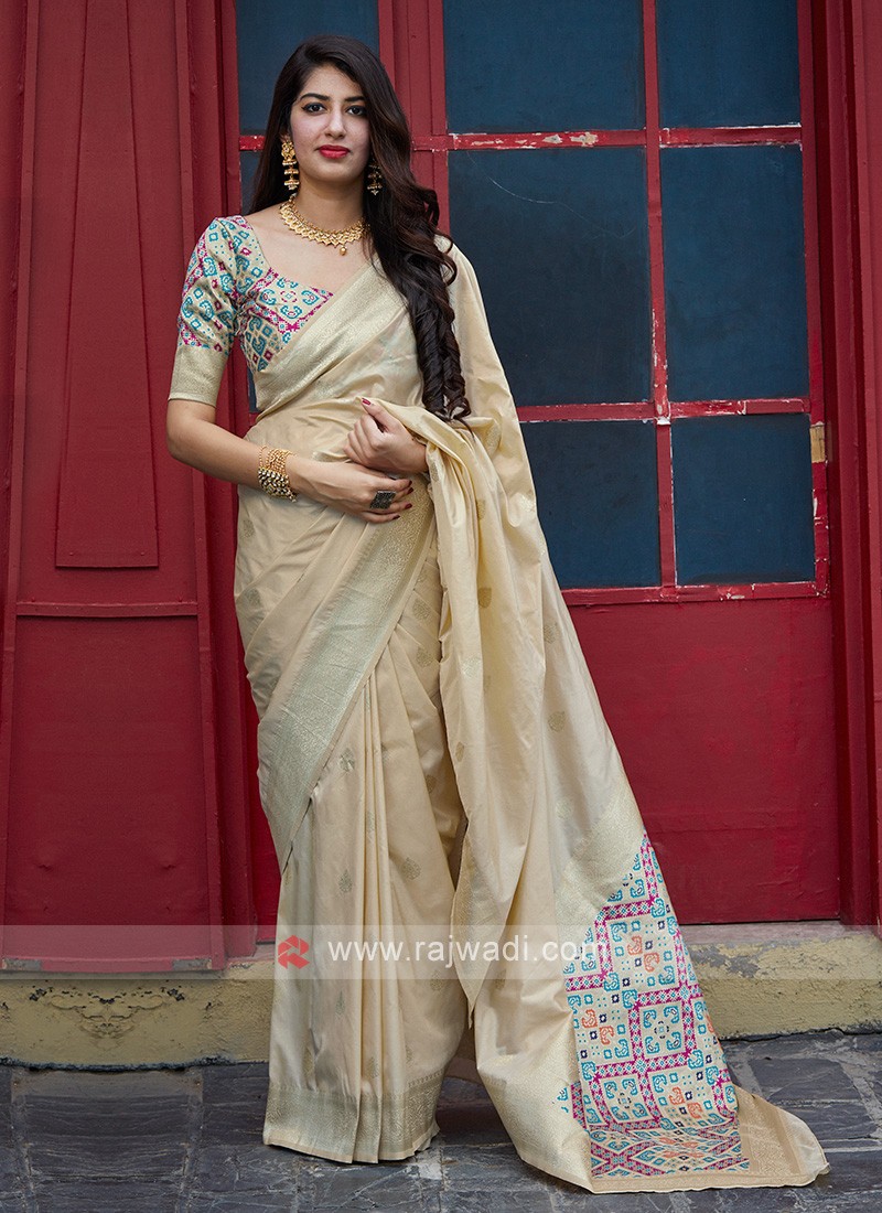 Beige Reception Designer Saree on Sale, Upto 45% OFF -