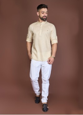 Beige Cotton Silk Kurta