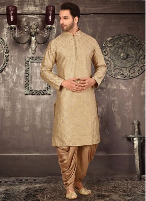 Beige Embroidery Dhoti Style Kurta Set