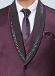 Wine Imported Tuxedo Set With Embroidered Showl Collar