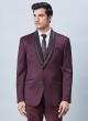Wine Imported Tuxedo Set With Embroidered Showl Collar