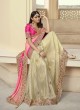 Best Peach Embroidered Fancy Fabric Contemporary Saree