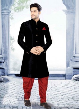 Black And Maroon Indowestern For Wedding