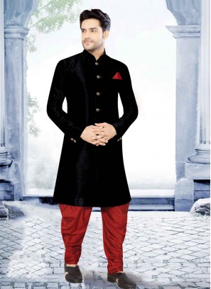 Black And Maroon Indowestern For Wedding