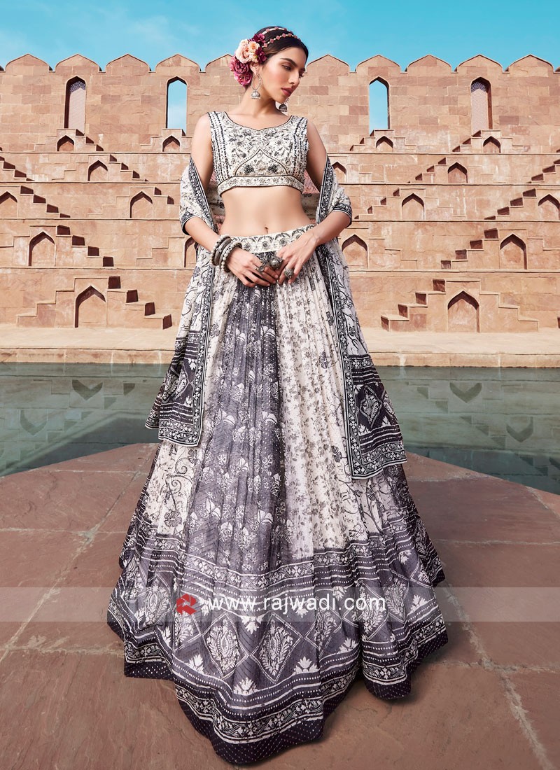 Astha Narang | White and Black Raw Silk Lehenga Set – LIVEtheCOLLECTIVE